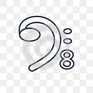 Bass clef vector icon isolated on transparent background, linear