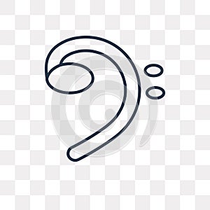 Bass clef vector icon isolated on transparent background, linear