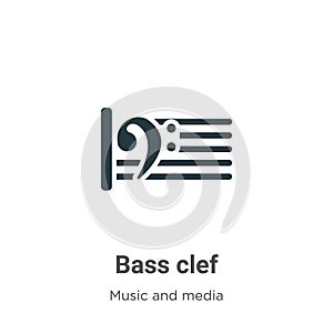 Bass clef vector icon on white background. Flat vector bass clef icon symbol sign from modern music and media collection for