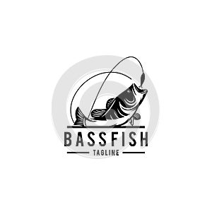 Bass fish logo vector design inspiration