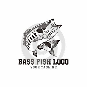 Bass fishing logo design vector