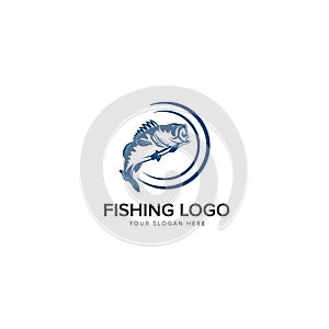 Bass fishing logo modern logo big bass icon and circle