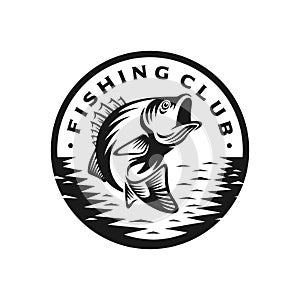 Bass fishing strike logo template
