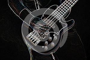 Bass guitar with glowing edges