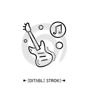 Bass guitar line icon.Editable vector illustration