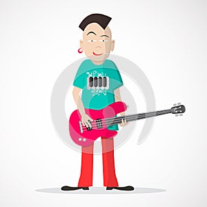 Bass Guitar Player - Punk Style Vector