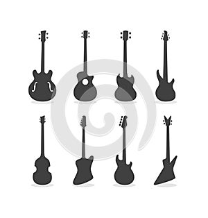 Bass Guitar Silhouette Set