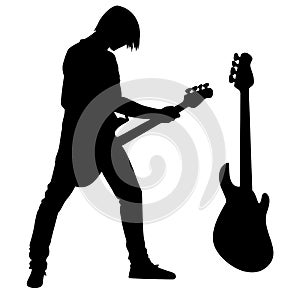 Bass guitarist silhouette