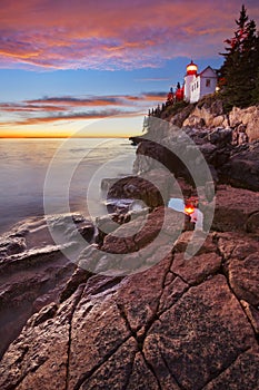 Bass Harbor Head Lighthouse, Acadia NP at sunset