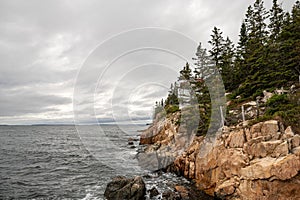 Bass Harbor Lighthouse on a Cloudy Day in Maine photo