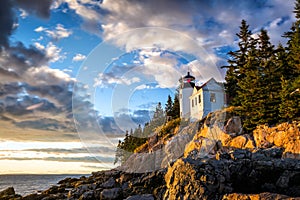 Bass Harbor Lighthouse at sunset Acadia National Park