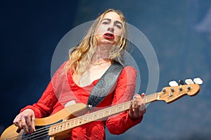 Bass player of Haim (band), performance at Heineken Primavera Sound 2014 Festival