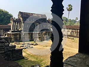 Bass relief. Ancient temple. Historic architecture . Angkor Wat Temple . Cambodia.