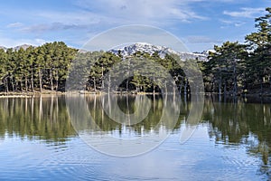 Bassa dÃÂ´Oles lake with reflection in winter photo