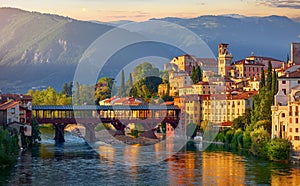 Bassano del Grappa Veneto Italy. Bridge Ponte degli Alpini photo