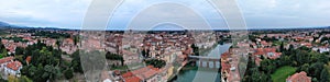 Bassano del Grappa village in a panoramic view from above photo