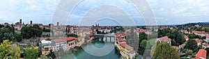 Bassano del Grappa village in a panoramic view from above photo