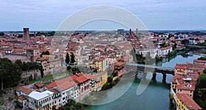 Bassano del Grappa village in a panoramic view from above photo