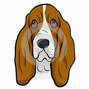 Basset Hound dog face cartoon vector