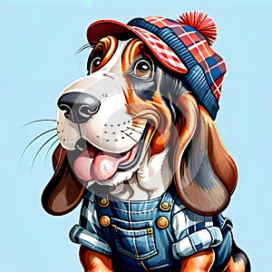 Basset hound dog funny face smile comic book