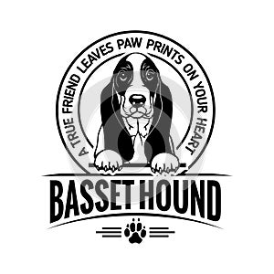 Basset Hound - Dog Happy Face Paw Puppy Pup Pet Clip Art K-9 Cop Police Logo SVG PNG Clipart Vector Cricut Cut Cutting