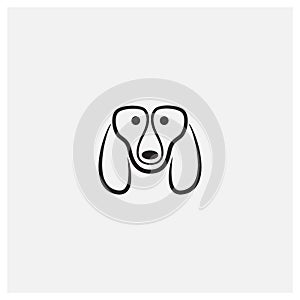 Basset Hound dog line head face logo design icon mascot