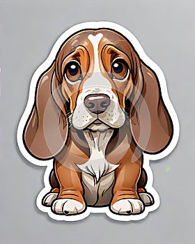 basset hound dog sad face sticker isolated label