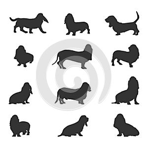 Basset hound dog silhouettes, Basset hound silhouette, Basset hound dog , Basset hound dog vector