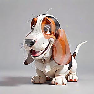 Basset hound puppy dog cute cartoon smiley expression