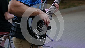 Bassist playing electric bass guitar, effect picture