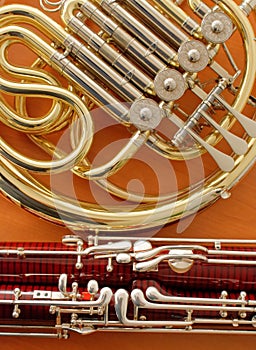 Bassoon and French horn musical instruments