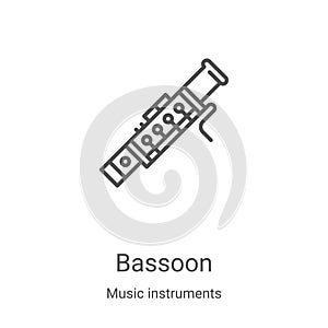 bassoon icon vector from music instruments collection. Thin line bassoon outline icon vector illustration. Linear symbol for use