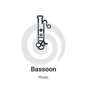 Bassoon outline vector icon. Thin line black bassoon icon, flat vector simple element illustration from editable music concept