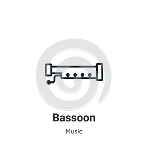 Bassoon outline vector icon. Thin line black bassoon icon, flat vector simple element illustration from editable music concept