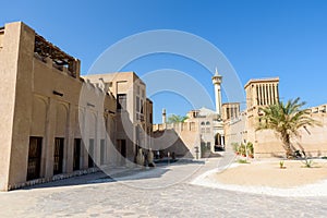 Bastakiya - old town with arabic architecture in Dubai, UAE
