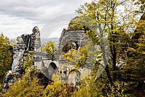 Bastei bridge, Elbe Sandstone mountains, Saxon Switzerland National Park, Germany