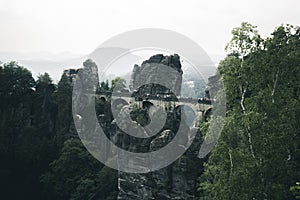 Bastei Bridge in Saxon Switzerland National Park, Saxony, Germany