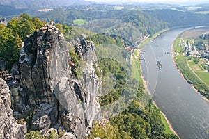 Bastei with Elbe river in Saxony