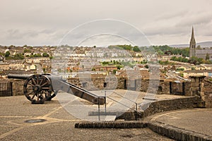 Bastion and St Eugene`s Cathedral. Derry Londonderry. Northern Ireland. United Kingdom photo