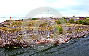 Bastions of finnish fortress Suomenlinna in Helsinki, Finland