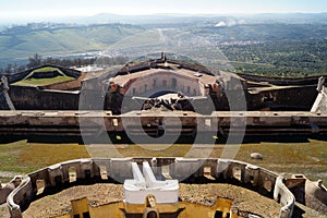 Bastions of the Fort Nossa Senhora da Graca, view down from the commandant`s quarters, Elvas, Portugal