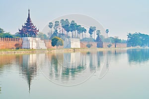 The bastions of Royal Palace in Mandalay, Myanmar