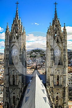 BasÃ­lica del Voto Nacional Basilica of the National Vow, View of the belltowers, Quito, Ecuador