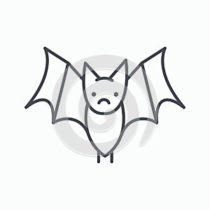 Bat animal outline vector icon. Halloween and holiday, flying animal. Isolated vector illustration