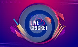 bat and ball of cricket championship on sports background photo
