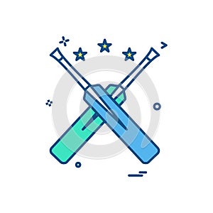 Bat bats star cricket icon vector design