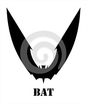 Bat. Black bat on the white background.