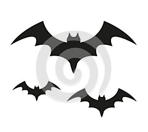 Bat black silhouette icon. Isolated on white background. Halloween concept. Scary flittermouse. Vector illustration.