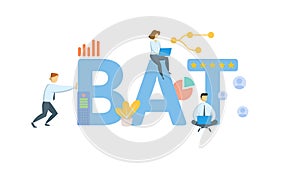 BAT, Business Activity Tax. Concept with keyword, people and icons. Flat vector illustration. Isolated on white.