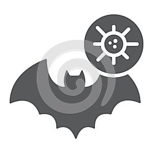 Bat coronavirus glyph icon, virus and microorganism, covid 19 contagious sign, vector graphics, a solid pattern on a